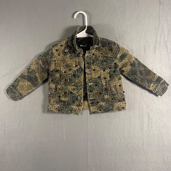 GUAPI Other - GUAPI Kids 3T Camo Distressed Rhinestone Crystal Denim Jacket Embellished